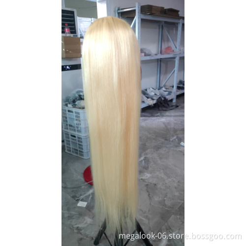 Megalook High Discounts New Arrival Pre Plucked Hairline Brazilian Factory Wholesale Curly 613 Lace Closure Wig